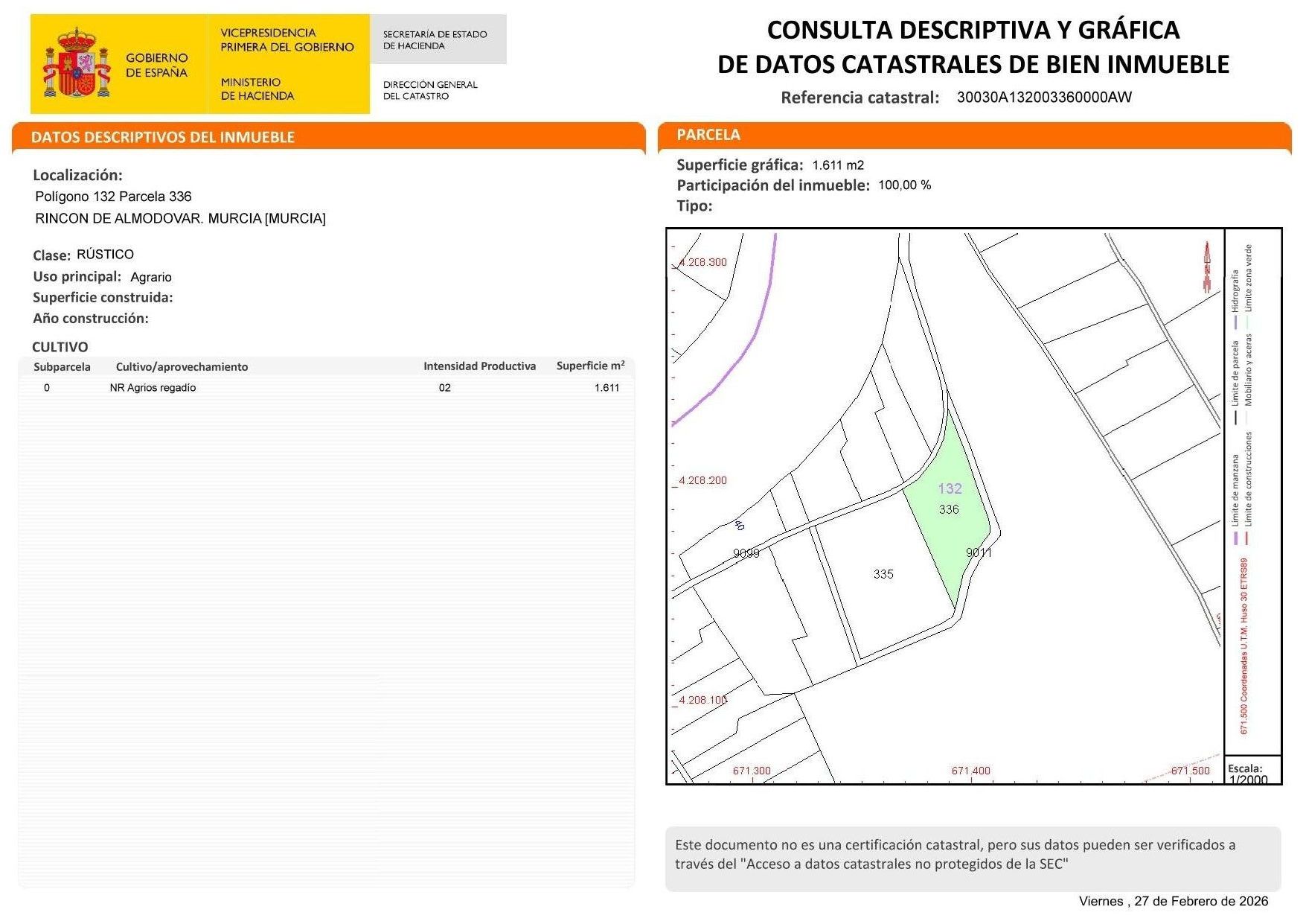 Terreno rural en Alquerias — Alquerías